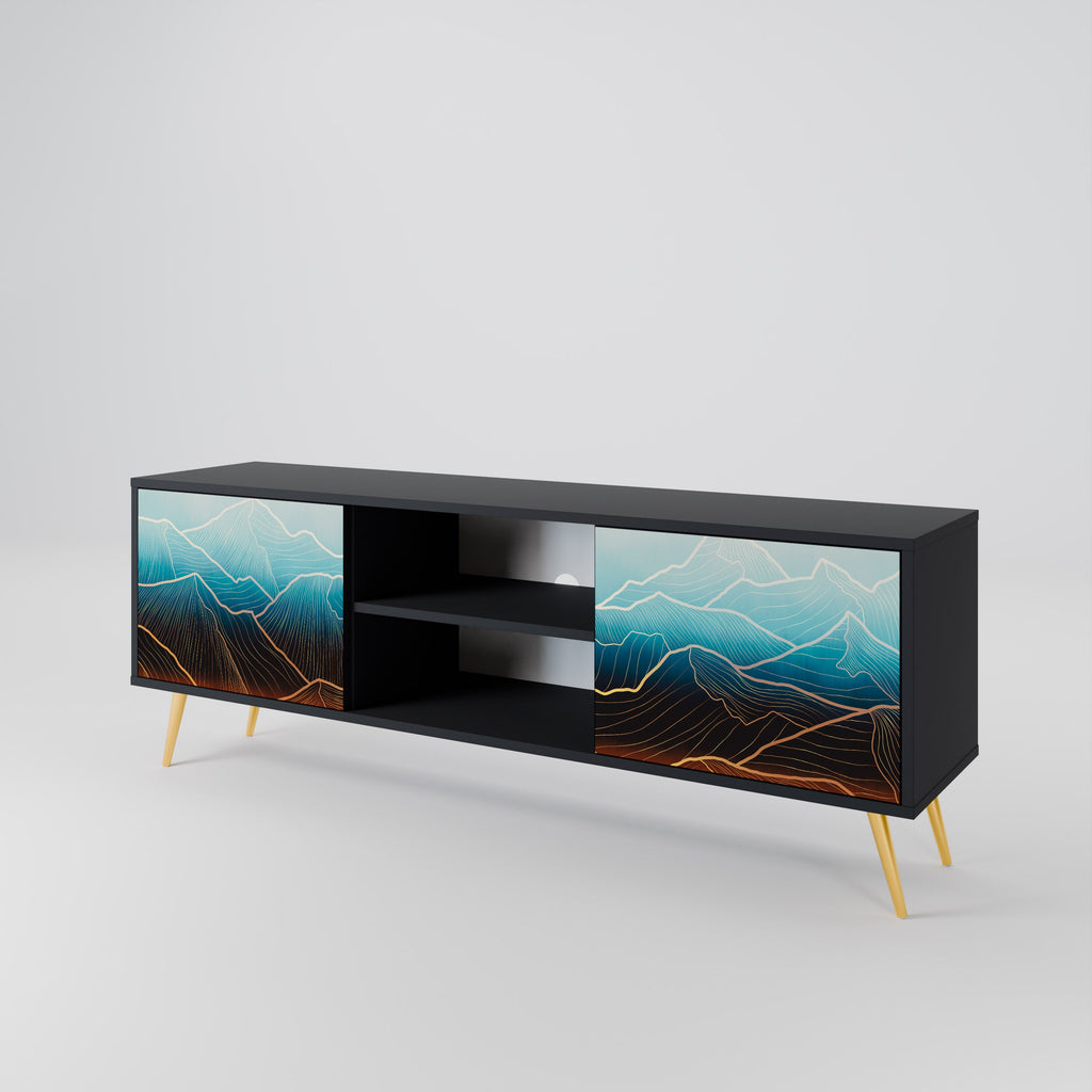 LUNAR SECRETS Móvel de TV com 2 Portas em Acabamento Preto