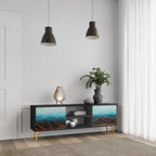 LUNAR SECRETS Móvel de TV com 2 Portas em Acabamento Preto