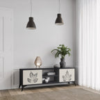 LEAFY STAMPS Móvel de TV com 2 Portas em Acabamento Preto