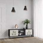 GREEN LEAFY STAMPS Móvel de TV com 2 Portas em Acabamento Preto