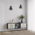 GREEN LEAFY STAMPS Móvel de TV com 2 Portas em Acabamento Preto