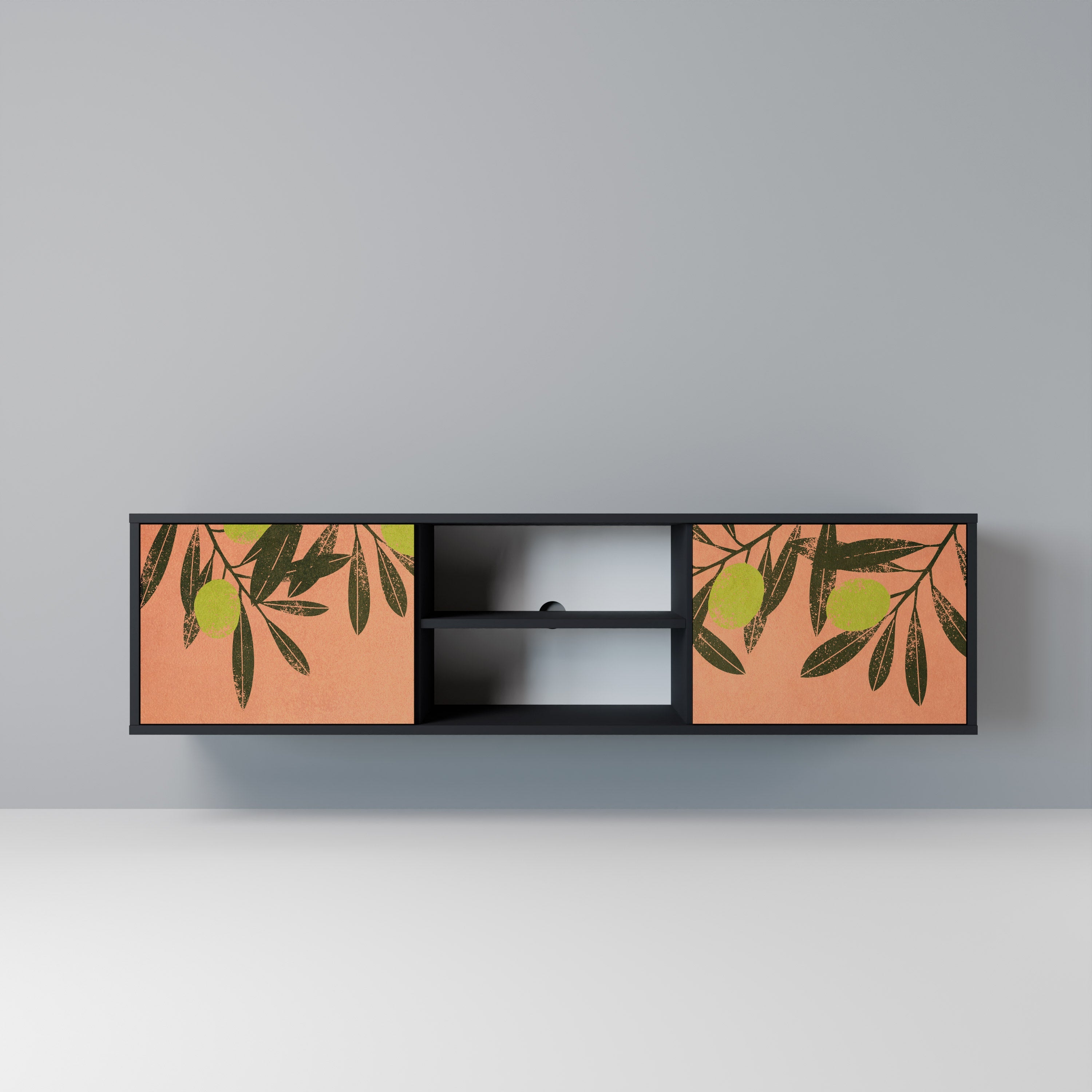 JUICY OLIVES Móvel de TV com 2 Portas em Acabamento Preto