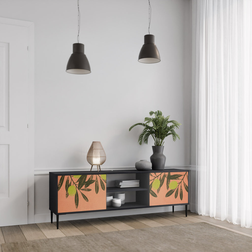 JUICY OLIVES Móvel de TV com 2 Portas em Acabamento Preto