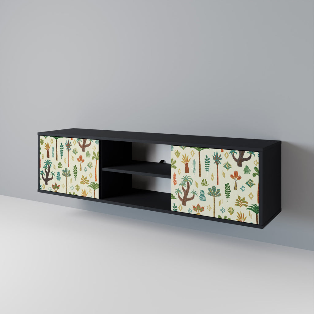 PALM SPRING Móvel de TV com 2 Portas em Acabamento Preto