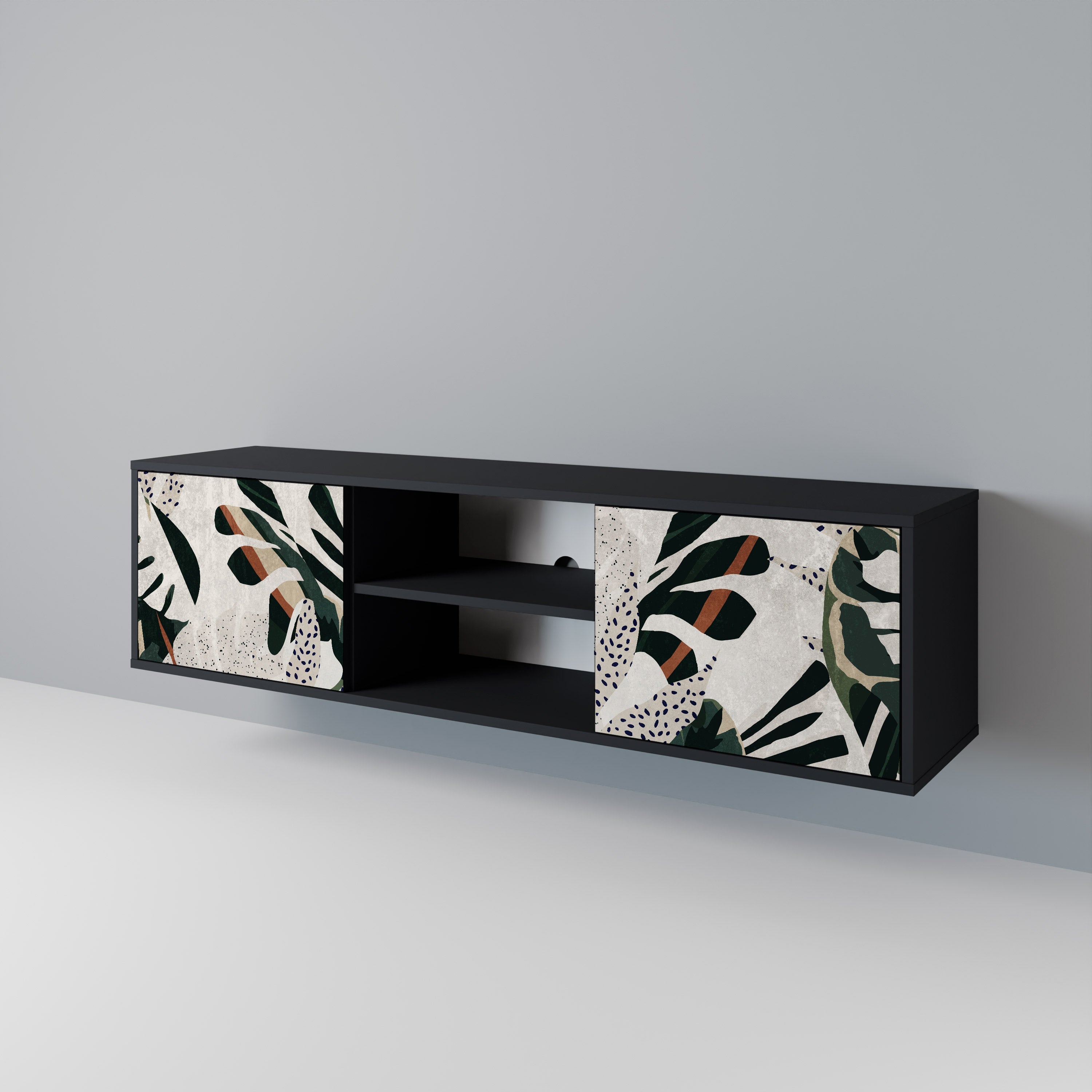 VERDURE FORMATION 2-Door TV Stand in Black Finish