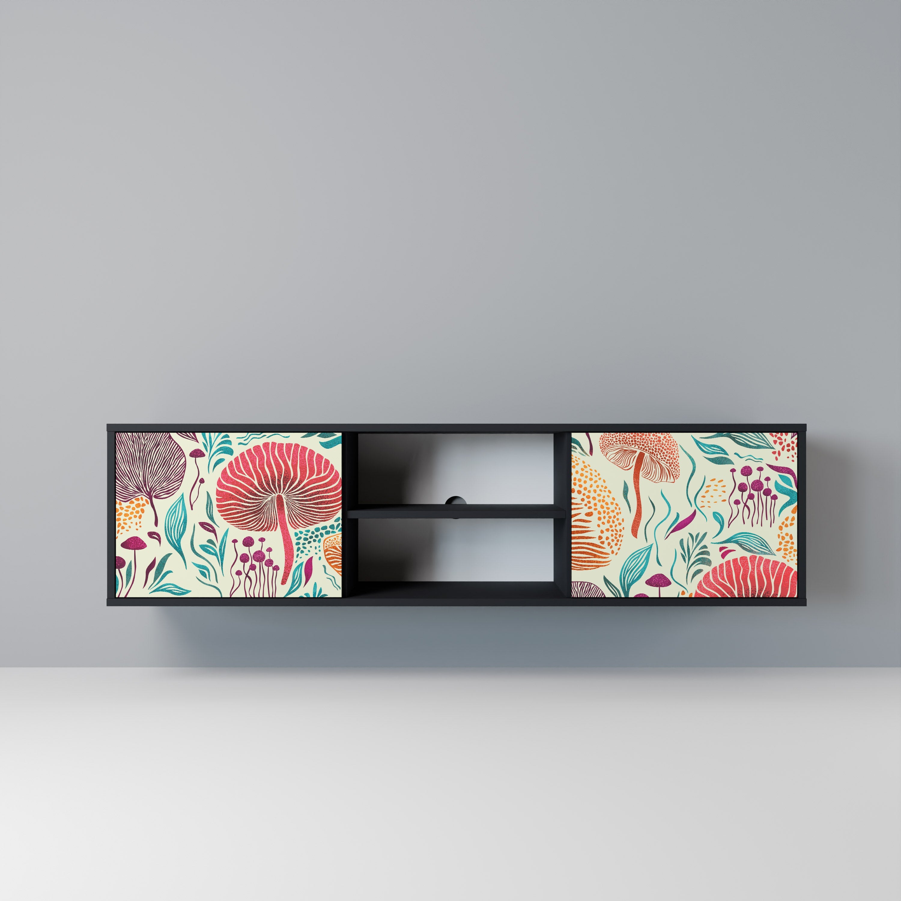 FUNGUS FANTASY Móvel de TV com 2 Portas em Acabamento Preto