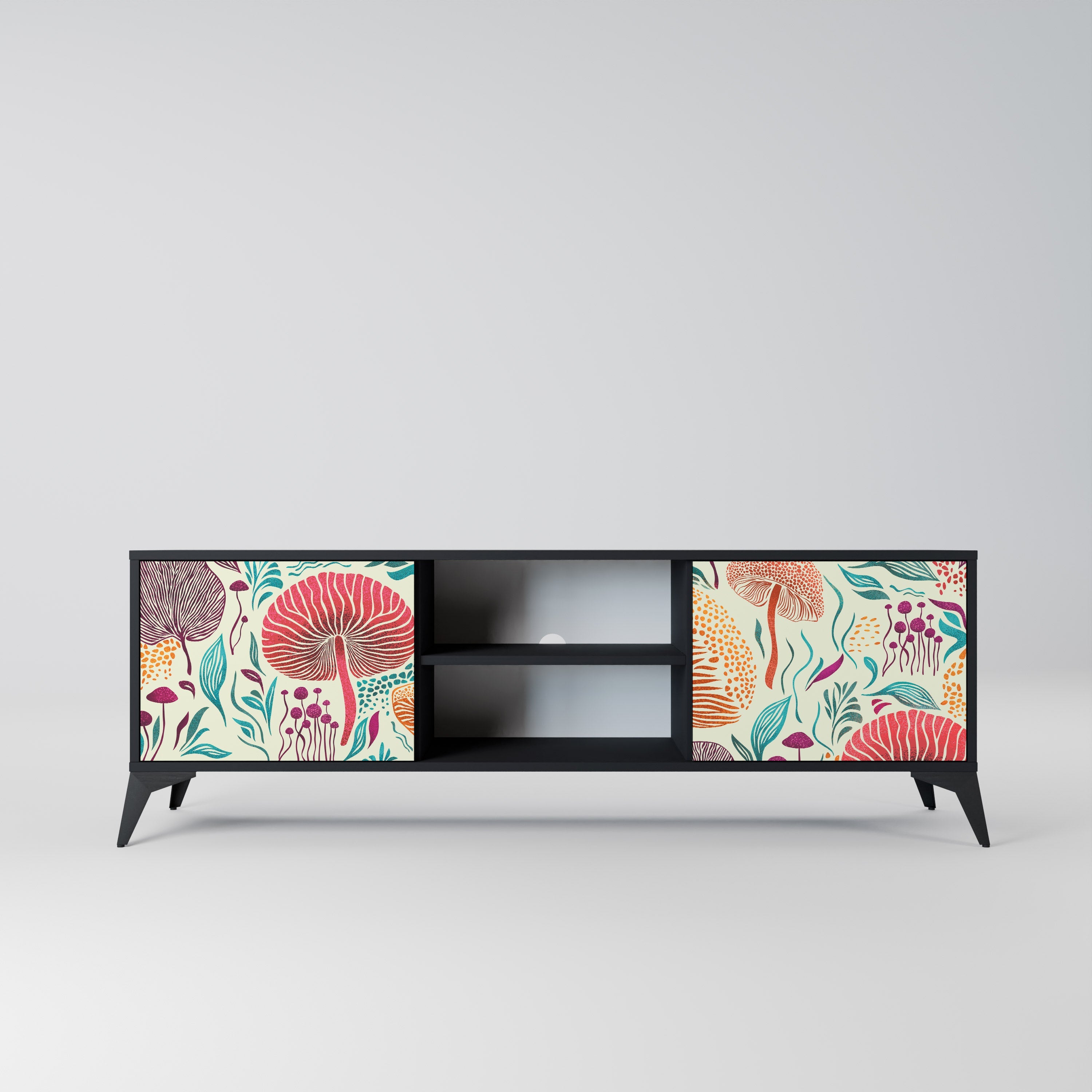 FUNGUS FANTASY Móvel de TV com 2 Portas em Acabamento Preto