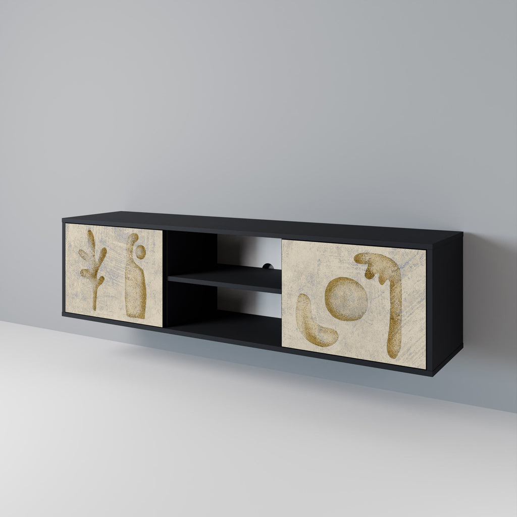 SAND SCULPTURES Móvel de TV com 2 Portas em Acabamento Preto