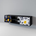 CITRUS BLACK AND WHITE Móvel de TV com 2 Portas em Acabamento Preto
