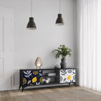 CITRUS BLACK AND WHITE Móvel de TV com 2 Portas em Acabamento Preto