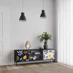 CITRUS BLACK AND WHITE Móvel de TV com 2 Portas em Acabamento Preto