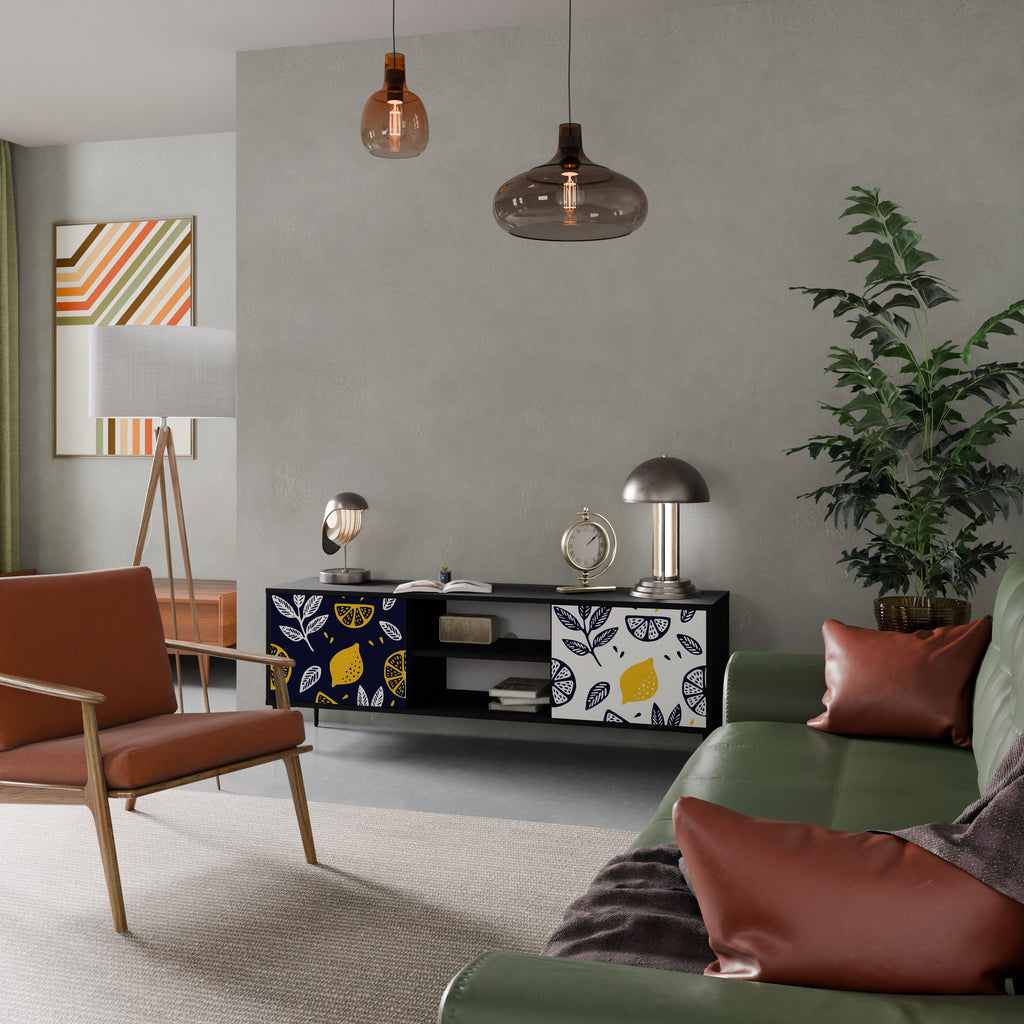 CITRUS BLACK AND WHITE Móvel de TV com 2 Portas em Acabamento Preto