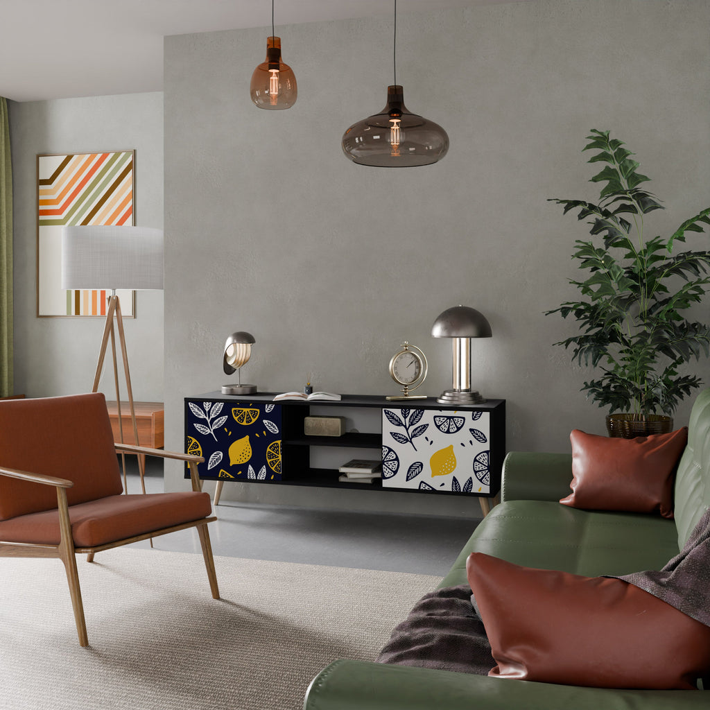 CITRUS BLACK AND WHITE Móvel de TV com 2 Portas em Acabamento Preto