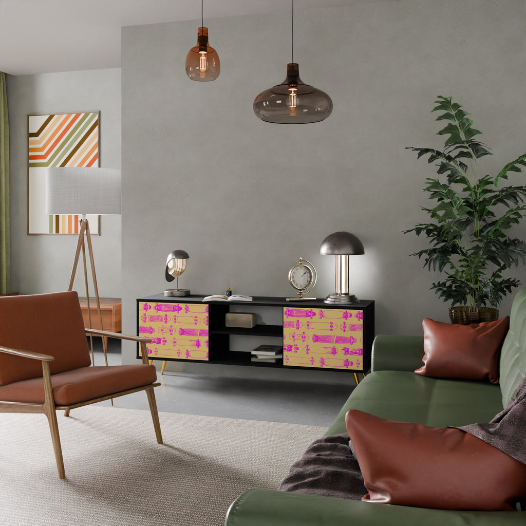 SKATEBOARD ARTISTRY Móvel de TV com 2 Portas em Acabamento Preto