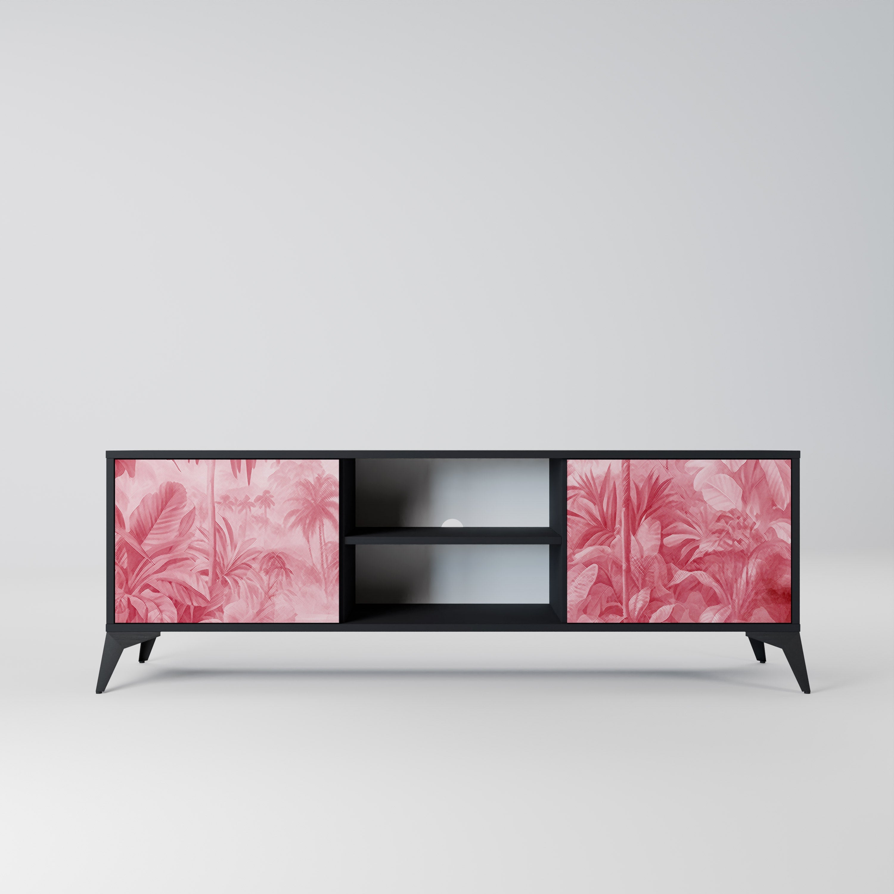SWEET TROPICS Móvel de TV com 2 Portas em Acabamento Preto
