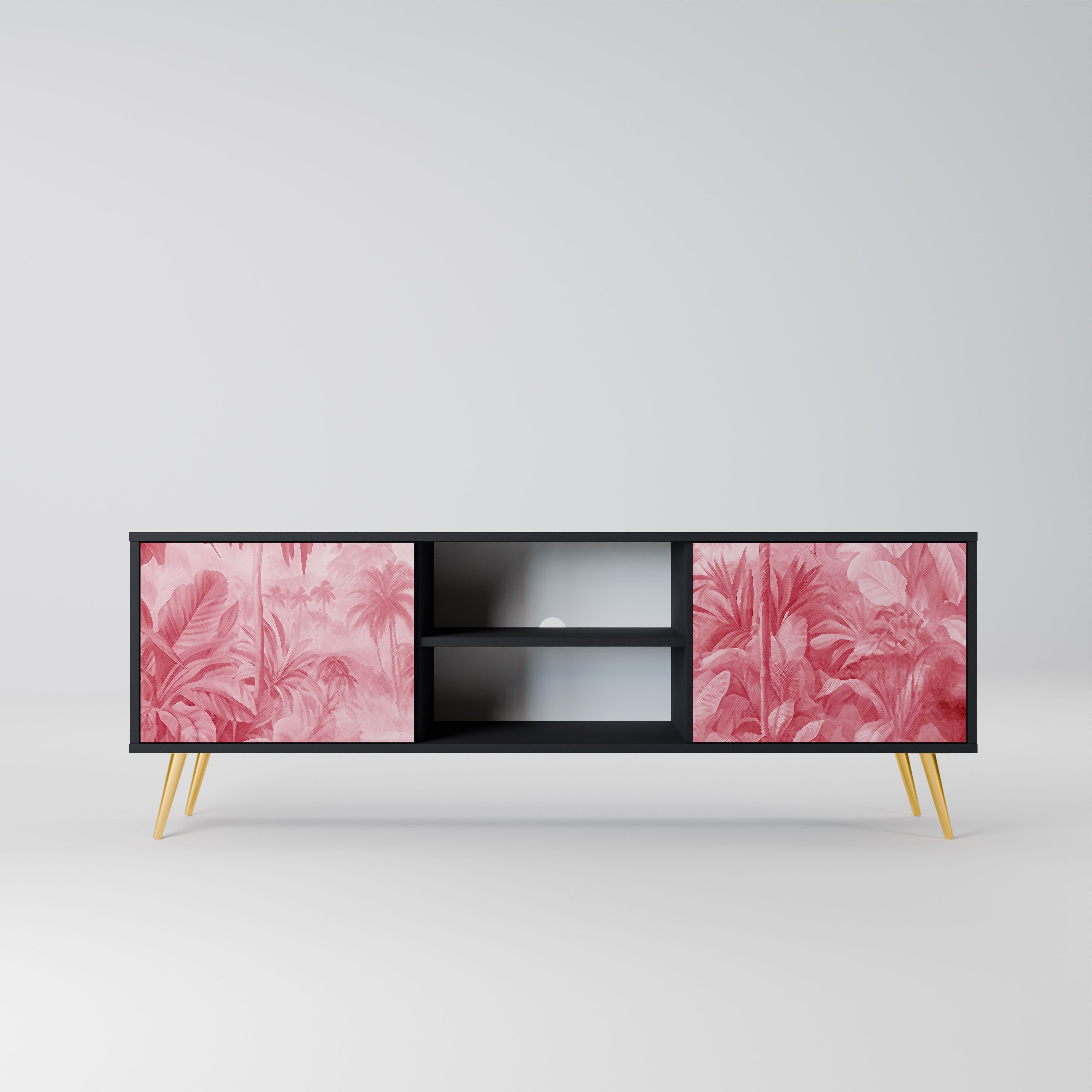 SWEET TROPICS Móvel de TV com 2 Portas em Acabamento Preto