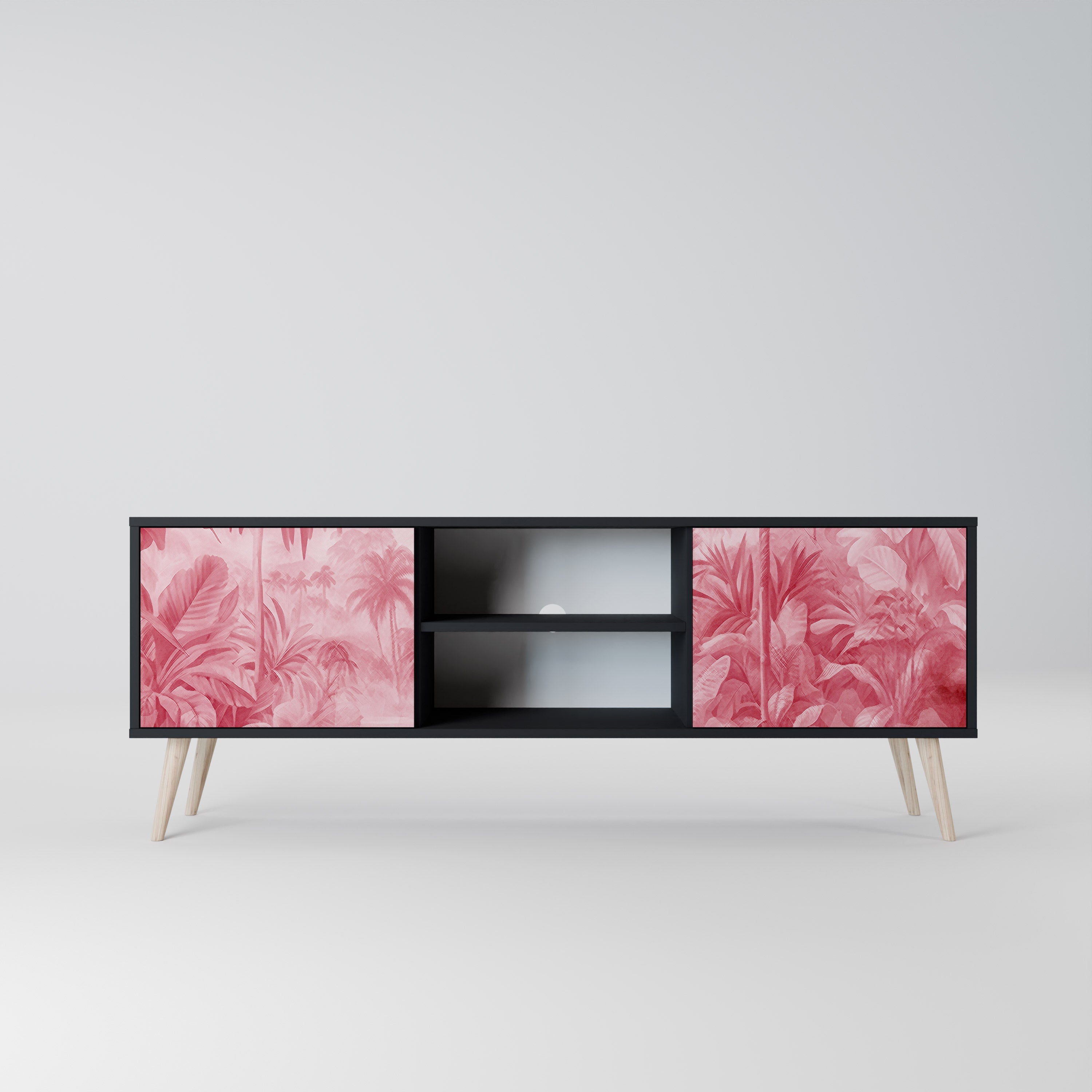 SWEET TROPICS Móvel de TV com 2 Portas em Acabamento Preto