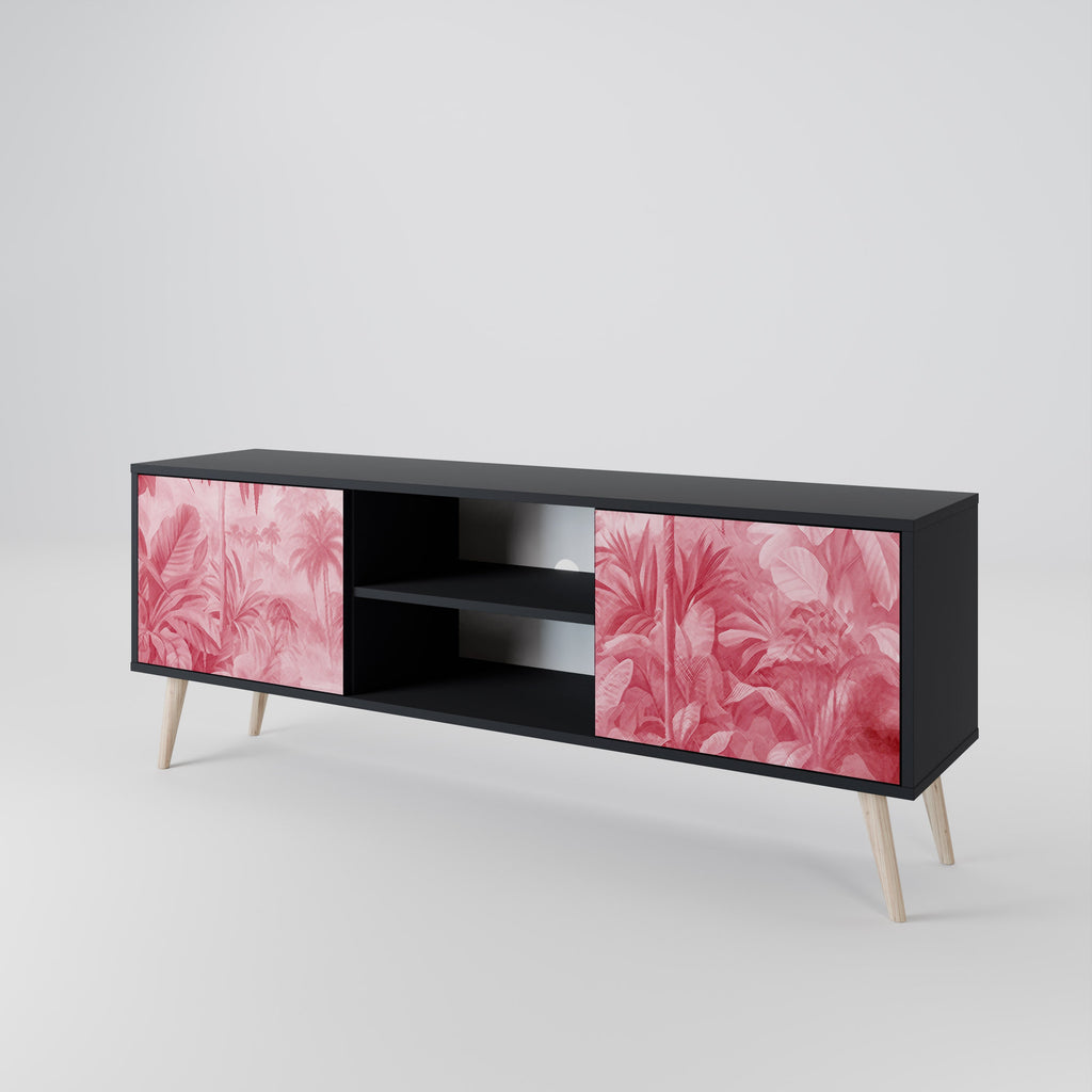 SWEET TROPICS Móvel de TV com 2 Portas em Acabamento Preto