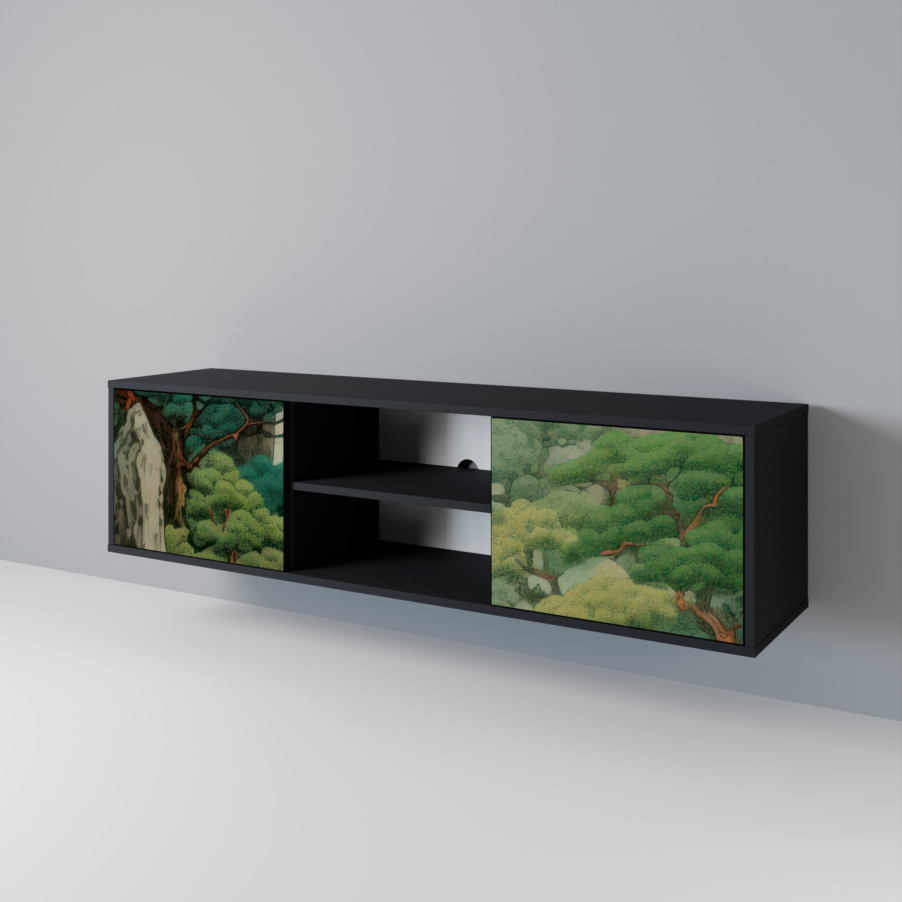 VERDURE ABYSS Móvel de TV com 2 Portas em Acabamento Preto