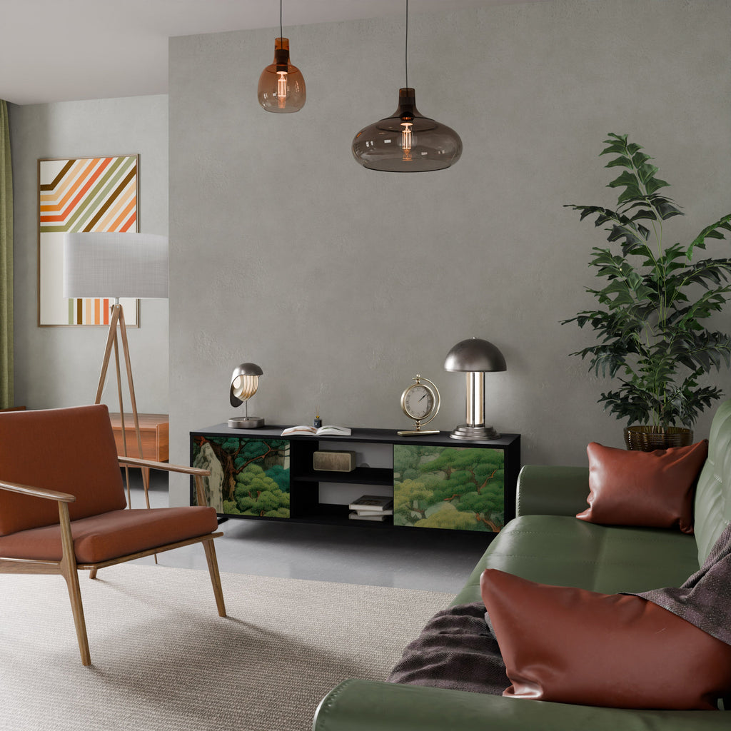 VERDURE ABYSS Móvel de TV com 2 Portas em Acabamento Preto