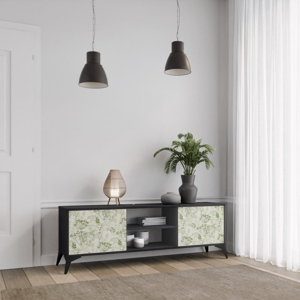 FENNEL BALDACHIN Móvel de TV com 2 Portas em Acabamento Preto