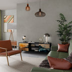 OMINOUS MOUNTAINS Móvel de TV com 2 Portas em Acabamento Preto