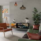 OMINOUS MOUNTAINS Móvel de TV com 2 Portas em Acabamento Preto