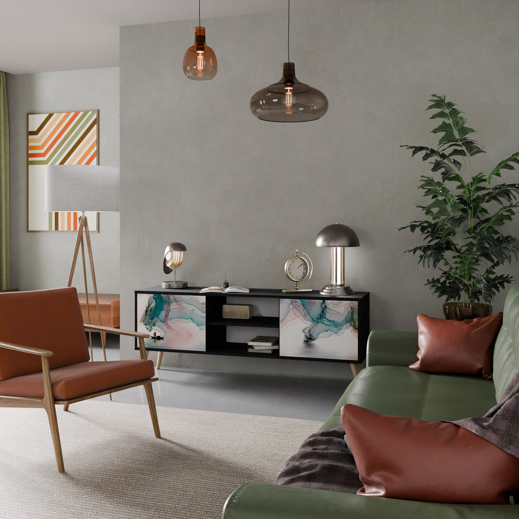 VELVET CROSSING Móvel de TV com 2 Portas em Acabamento Preto