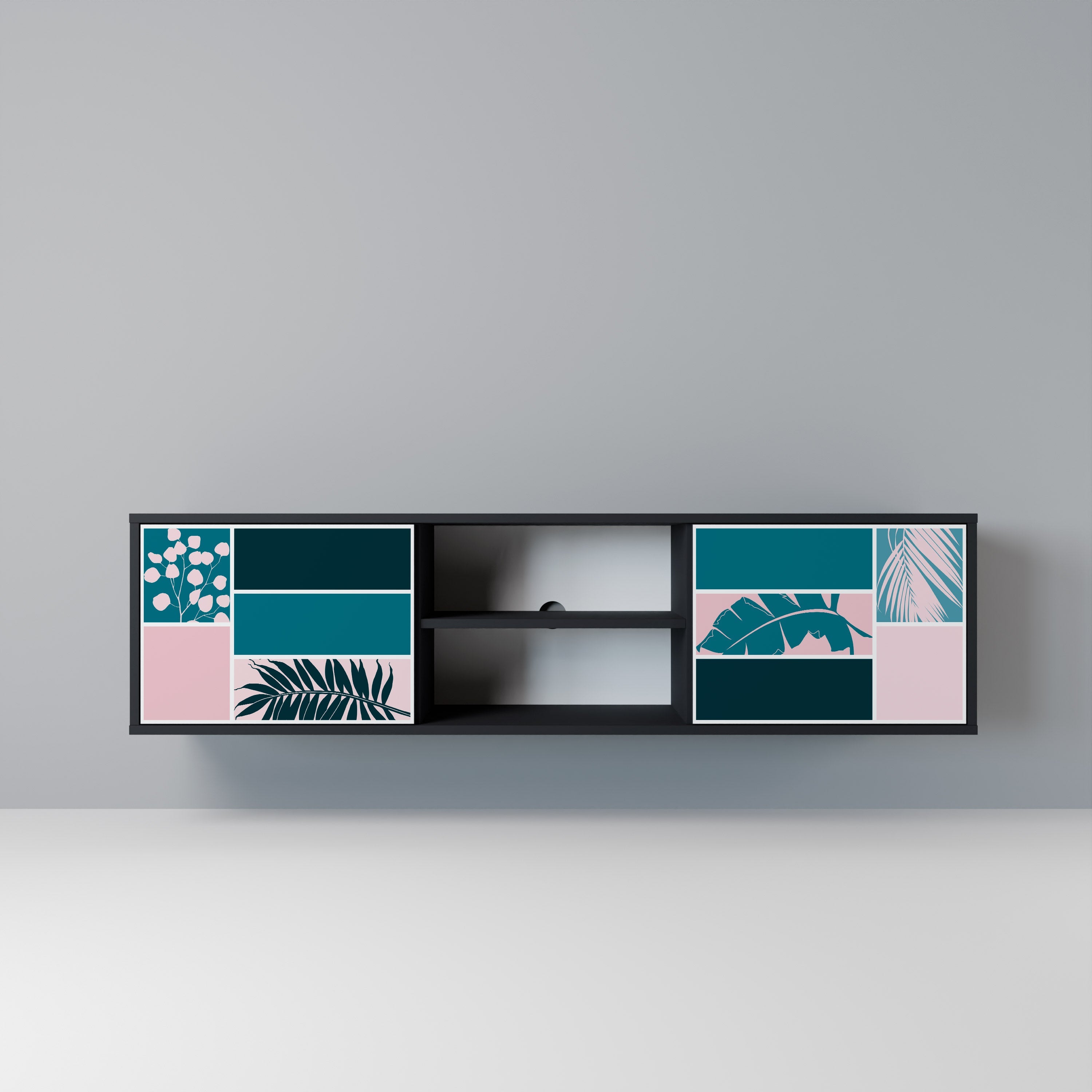 COMBINATION OF SHAPES Móvel de TV com 2 Portas em Acabamento Preto