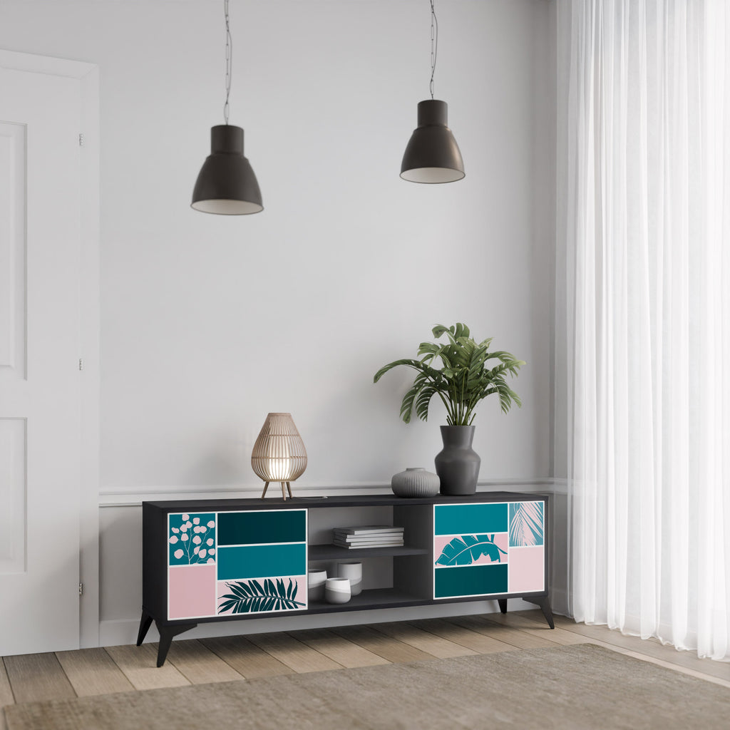 COMBINATION OF SHAPES Móvel de TV com 2 Portas em Acabamento Preto