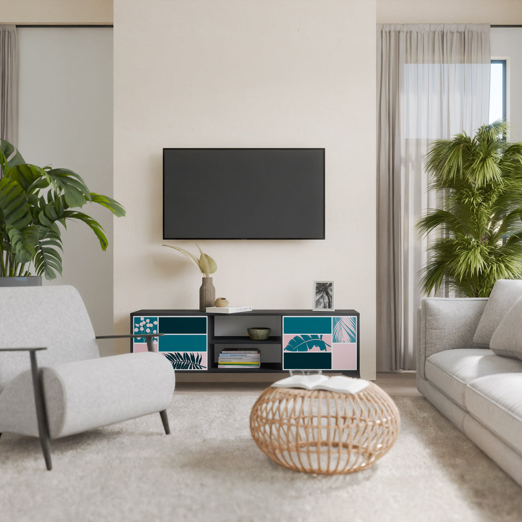 COMBINATION OF SHAPES Móvel de TV com 2 Portas em Acabamento Preto