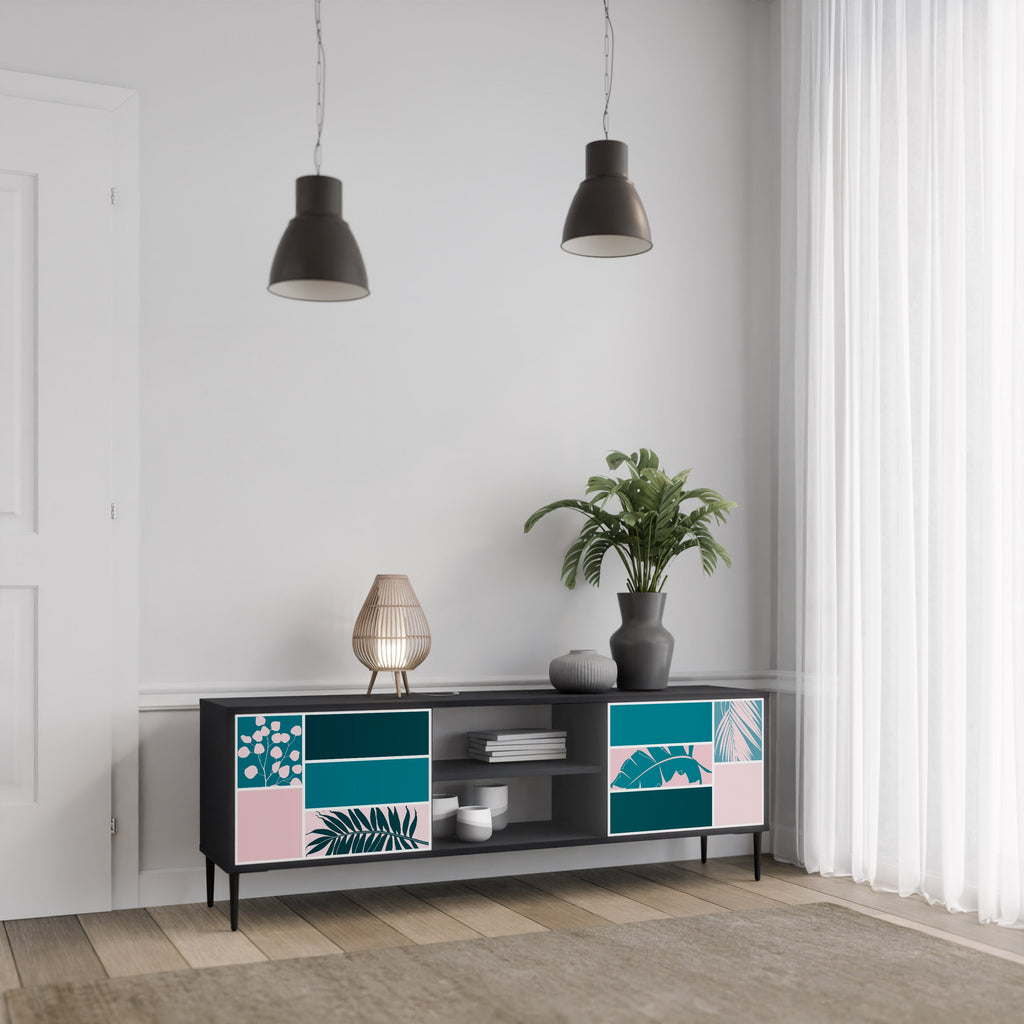 COMBINATION OF SHAPES Móvel de TV com 2 Portas em Acabamento Preto