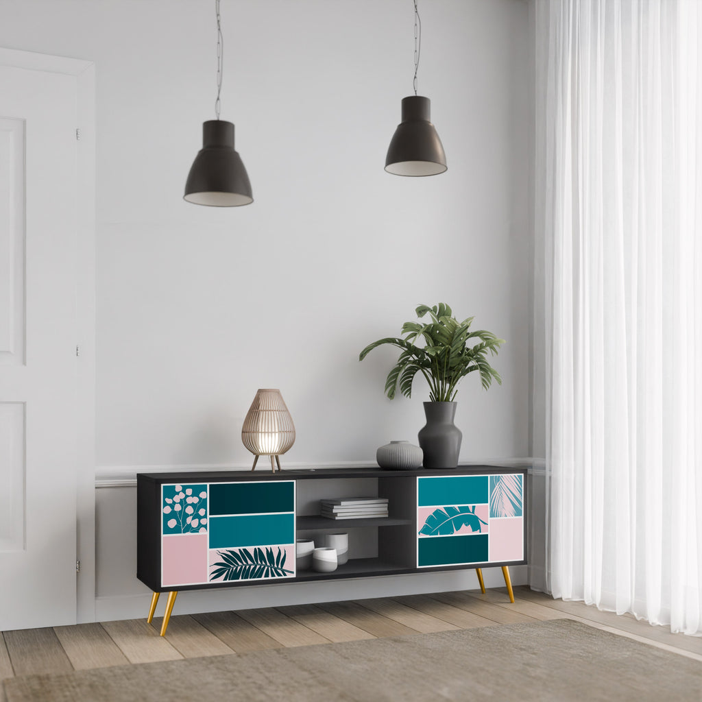 COMBINATION OF SHAPES Móvel de TV com 2 Portas em Acabamento Preto