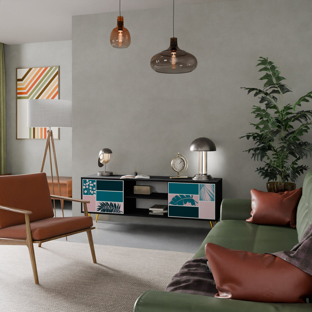 COMBINATION OF SHAPES Móvel de TV com 2 Portas em Acabamento Preto