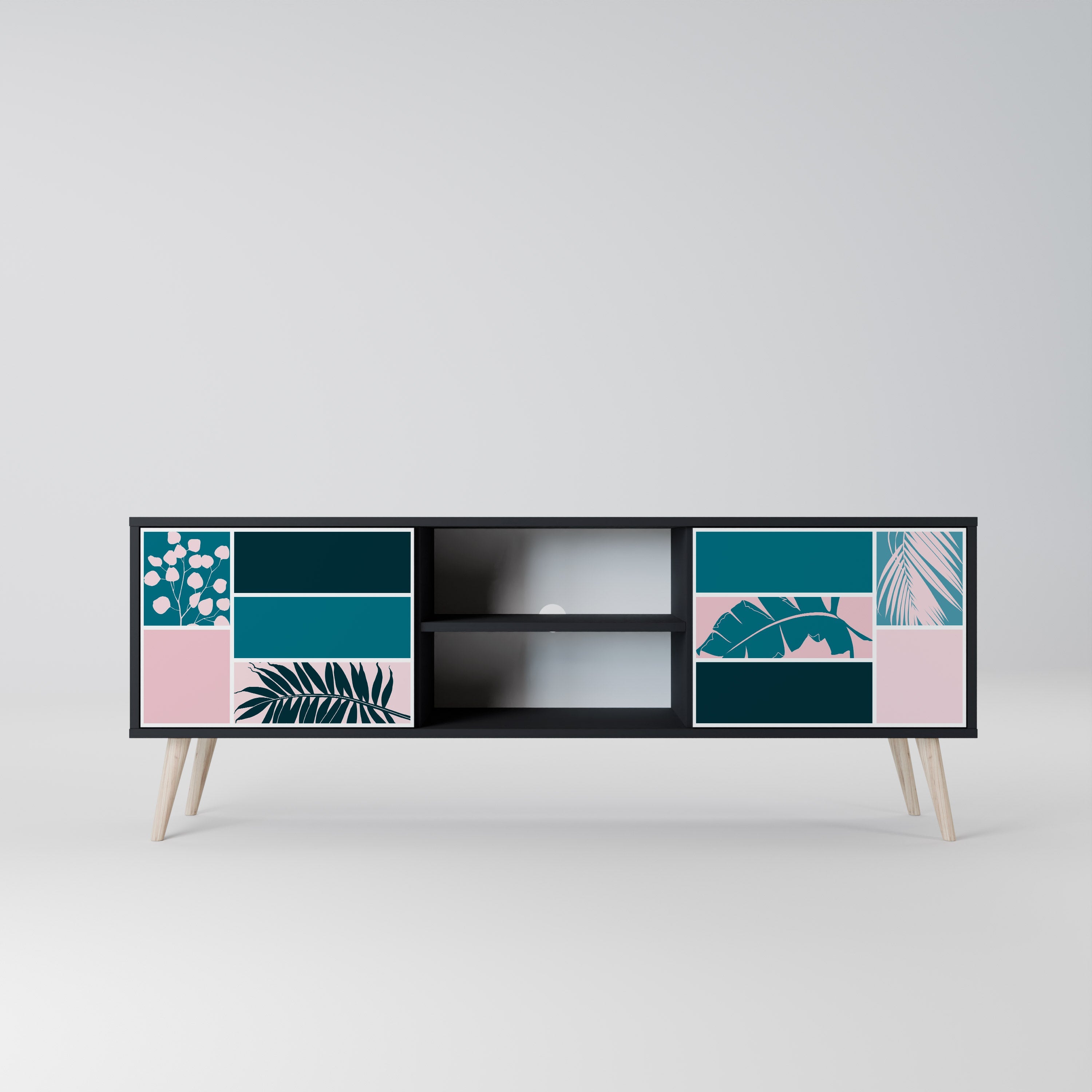 COMBINATION OF SHAPES Móvel de TV com 2 Portas em Acabamento Preto