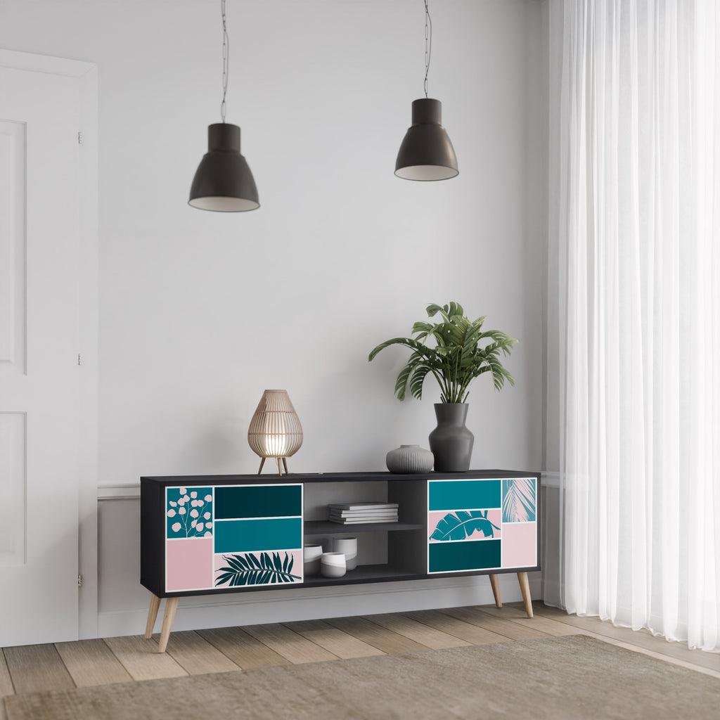 COMBINATION OF SHAPES Móvel de TV com 2 Portas em Acabamento Preto