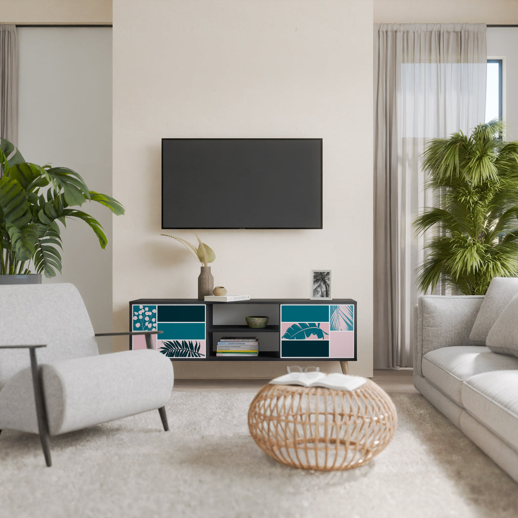 COMBINATION OF SHAPES Móvel de TV com 2 Portas em Acabamento Preto