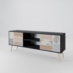TROPICAL SHAPES 2-Door TV Stand in Black Finish