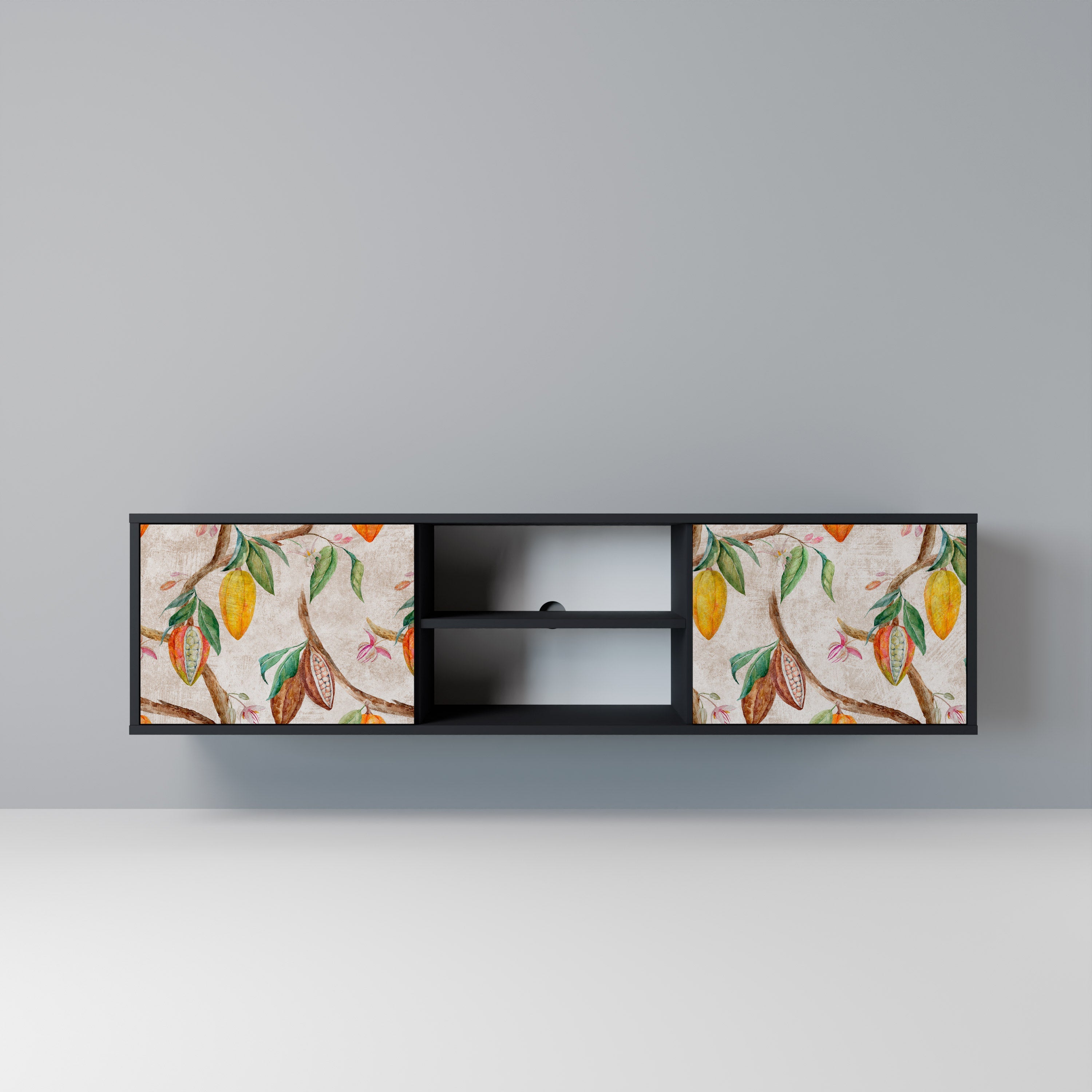 COCOA FRUITS Móvel de TV com 2 Portas em Acabamento Preto