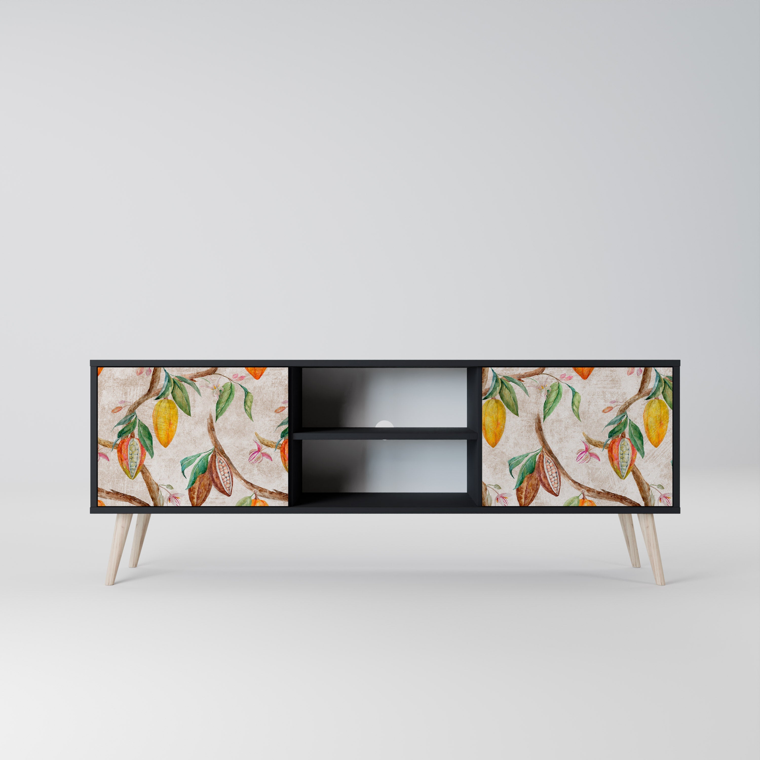 COCOA FRUITS Móvel de TV com 2 Portas em Acabamento Preto