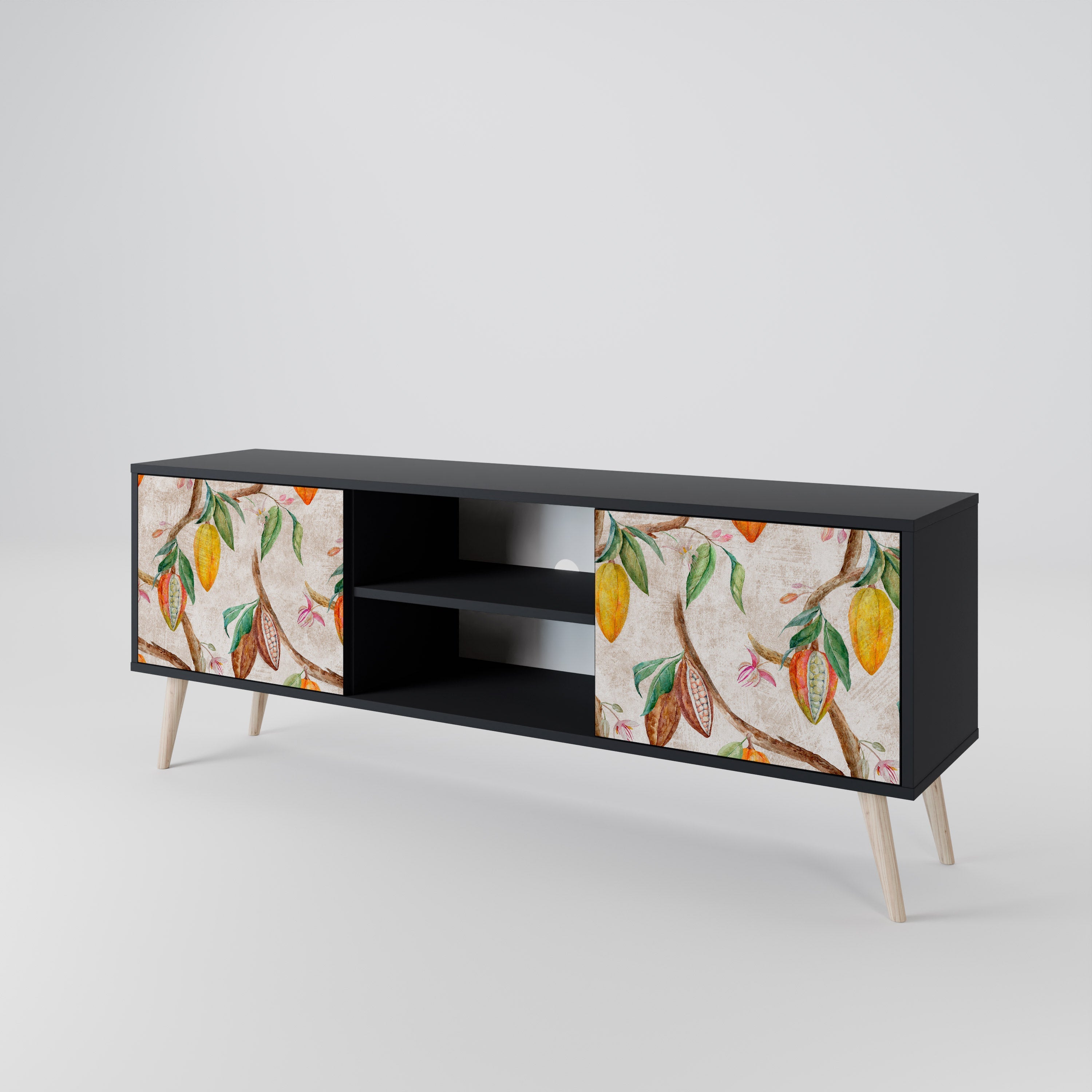 COCOA FRUITS 2-Door TV Stand in Black Finish