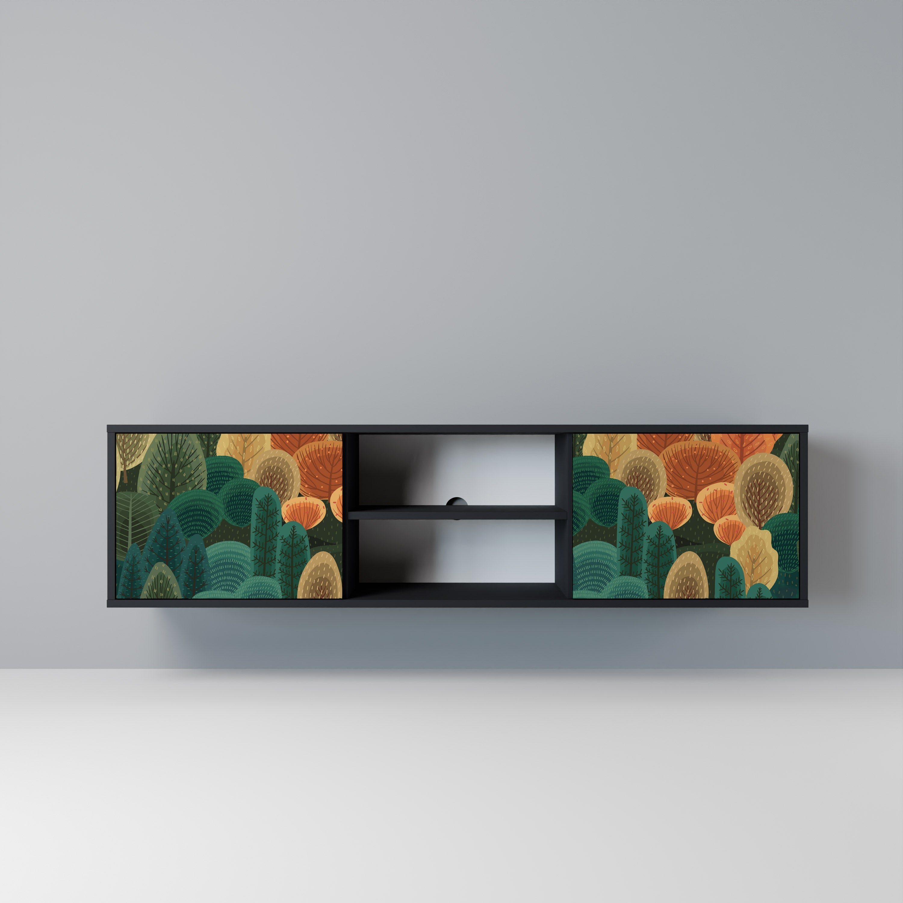 AUTUMN KALEIDOSCOPE Móvel de TV com 2 Portas em Acabamento Preto