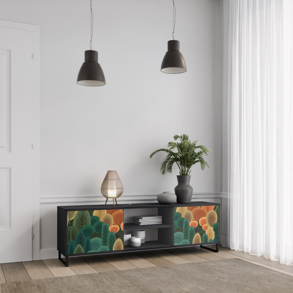 AUTUMN KALEIDOSCOPE Móvel de TV com 2 Portas em Acabamento Preto