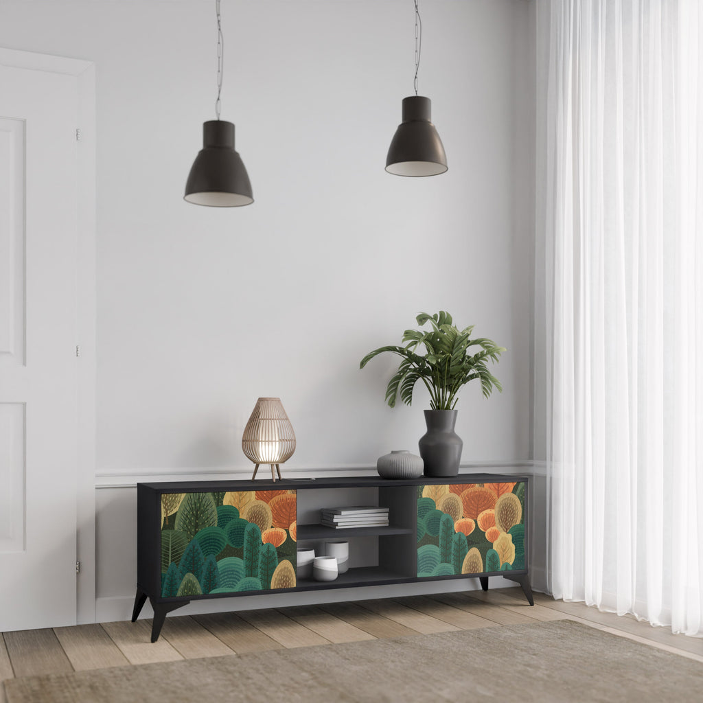 AUTUMN KALEIDOSCOPE Móvel de TV com 2 Portas em Acabamento Preto