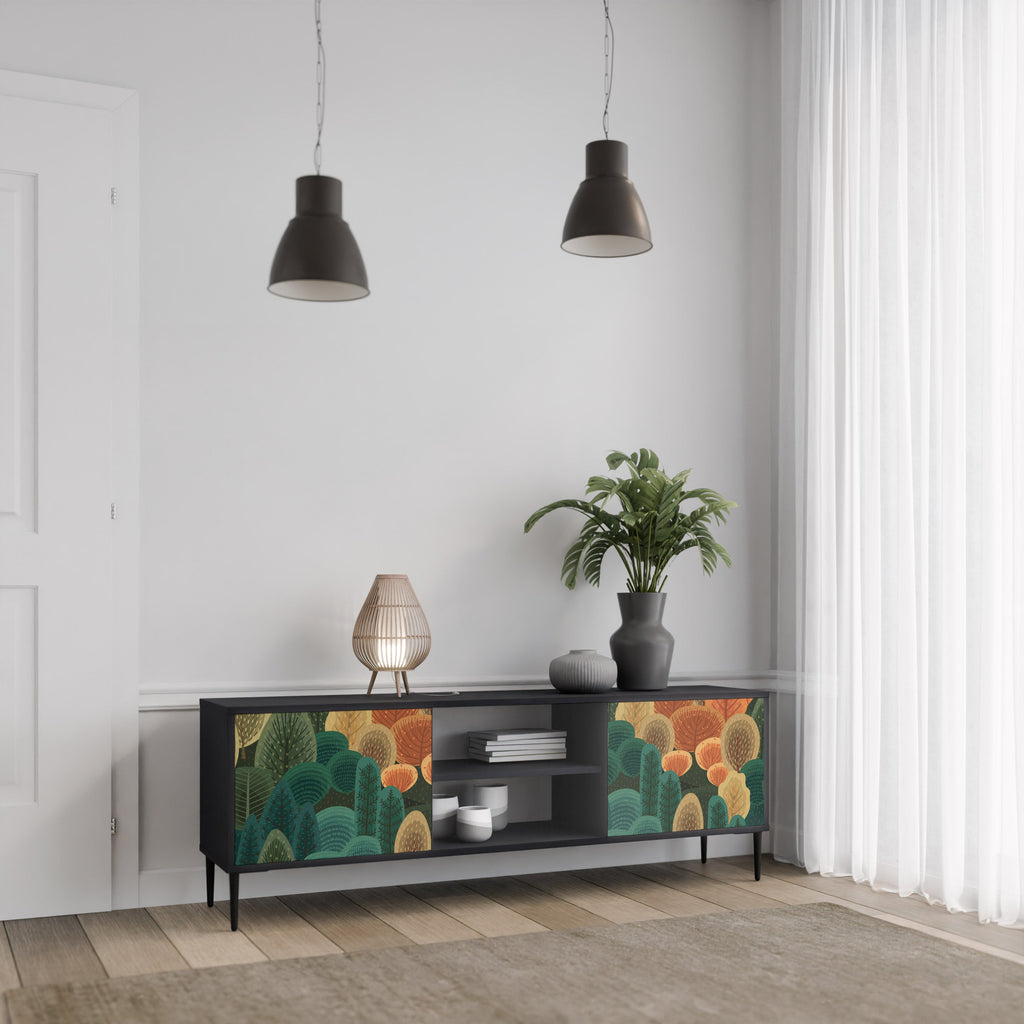 AUTUMN KALEIDOSCOPE Móvel de TV com 2 Portas em Acabamento Preto