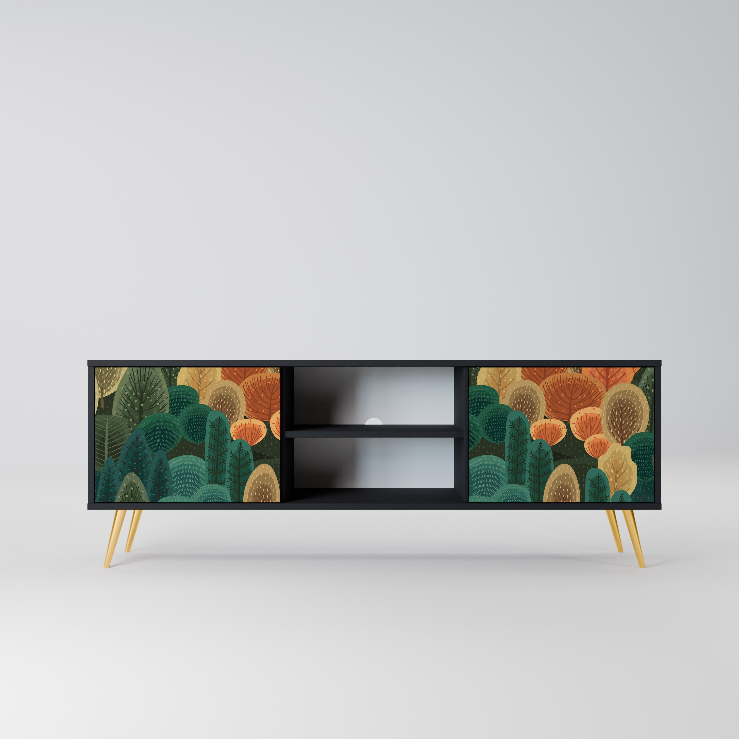AUTUMN KALEIDOSCOPE Móvel de TV com 2 Portas em Acabamento Preto