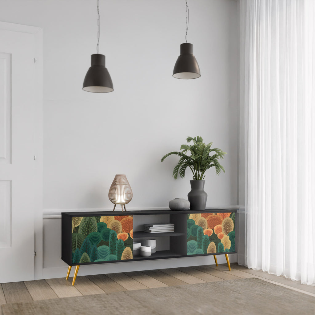 AUTUMN KALEIDOSCOPE Móvel de TV com 2 Portas em Acabamento Preto