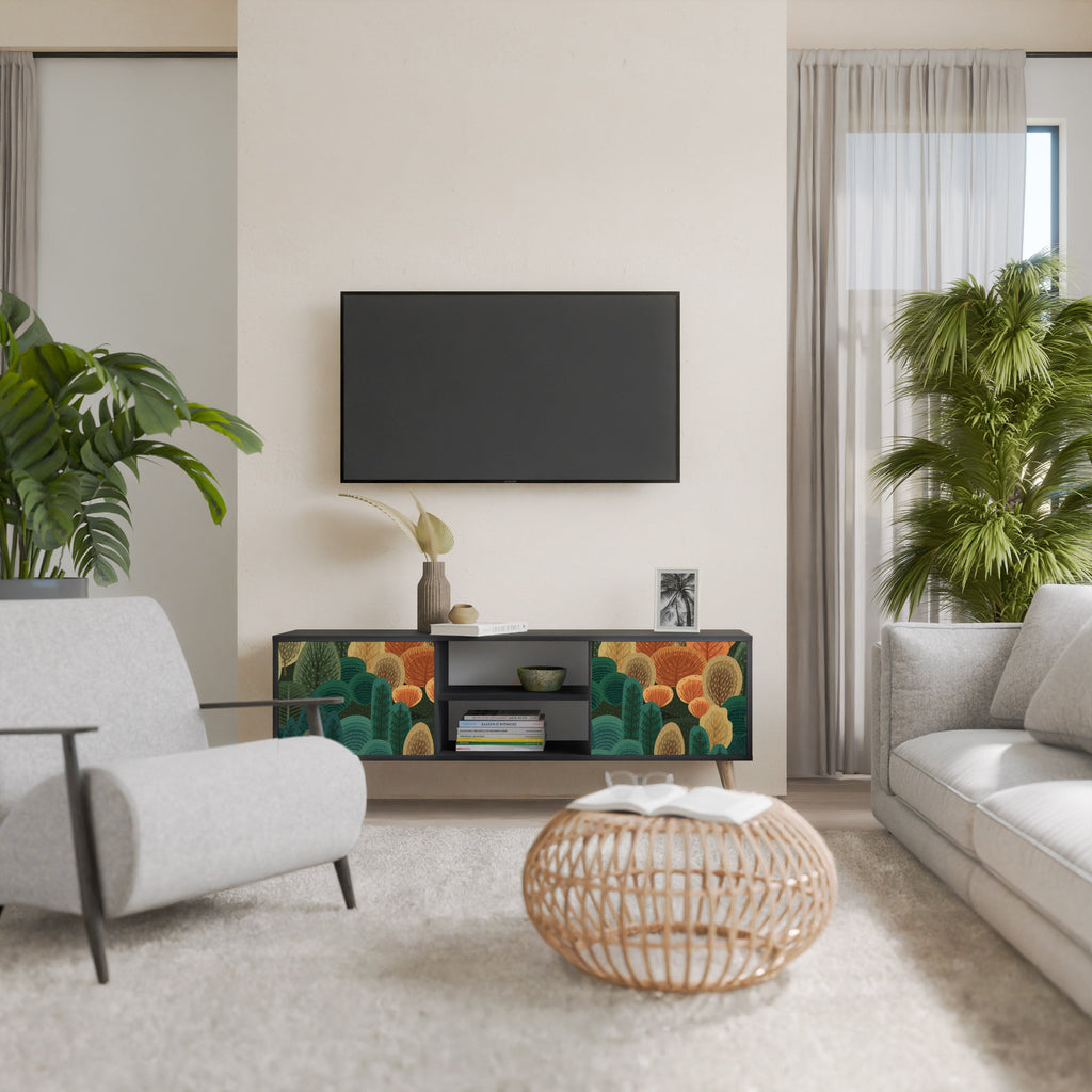 AUTUMN KALEIDOSCOPE Móvel de TV com 2 Portas em Acabamento Preto