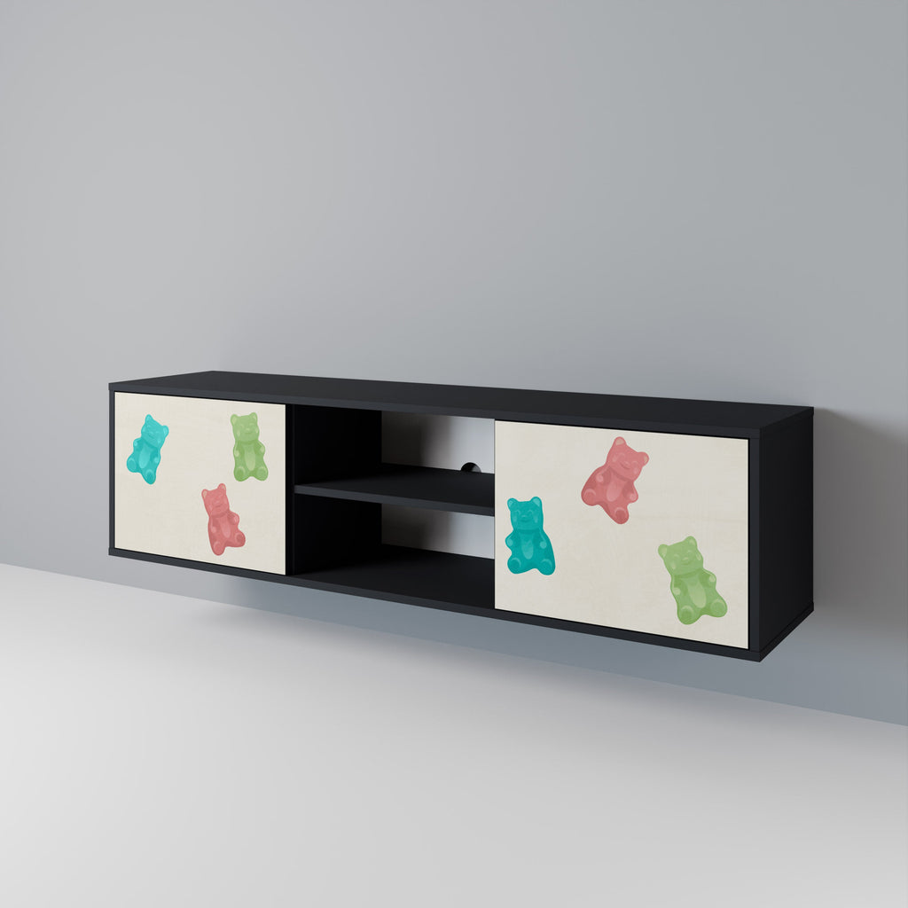 GUMMY BEARS Móvel de TV com 2 Portas em Acabamento Preto
