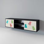 GUMMY BEARS Móvel de TV com 2 Portas em Acabamento Preto